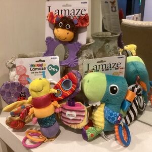 NEW LAMAZE FIFI FIREFLY TORIN T REX & MORTIMER MOOSE 3 PIECE INFANT TOY BUNDLE